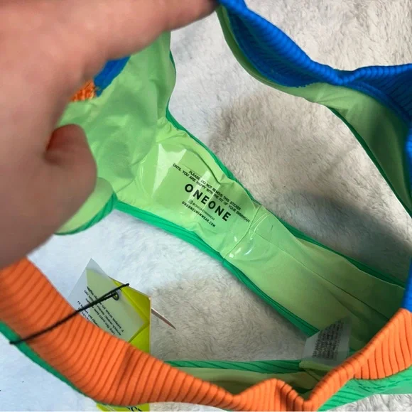 NWT One One Free People swimwear bikini top & bottom Small color block 2 piece - Picture 7 of 16